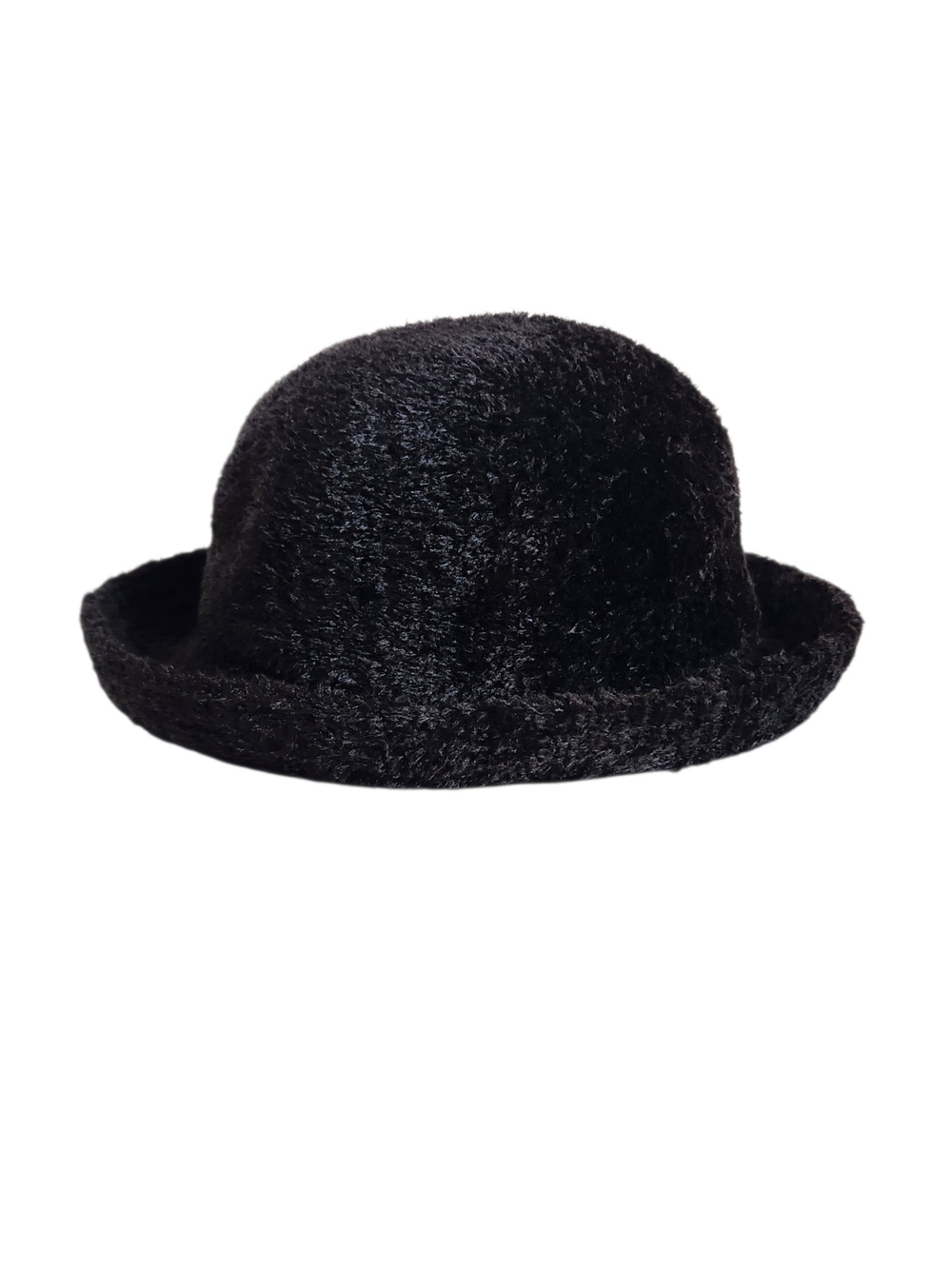 Jaclyn Smith Black Fuzzy Derby Style Hat One Size